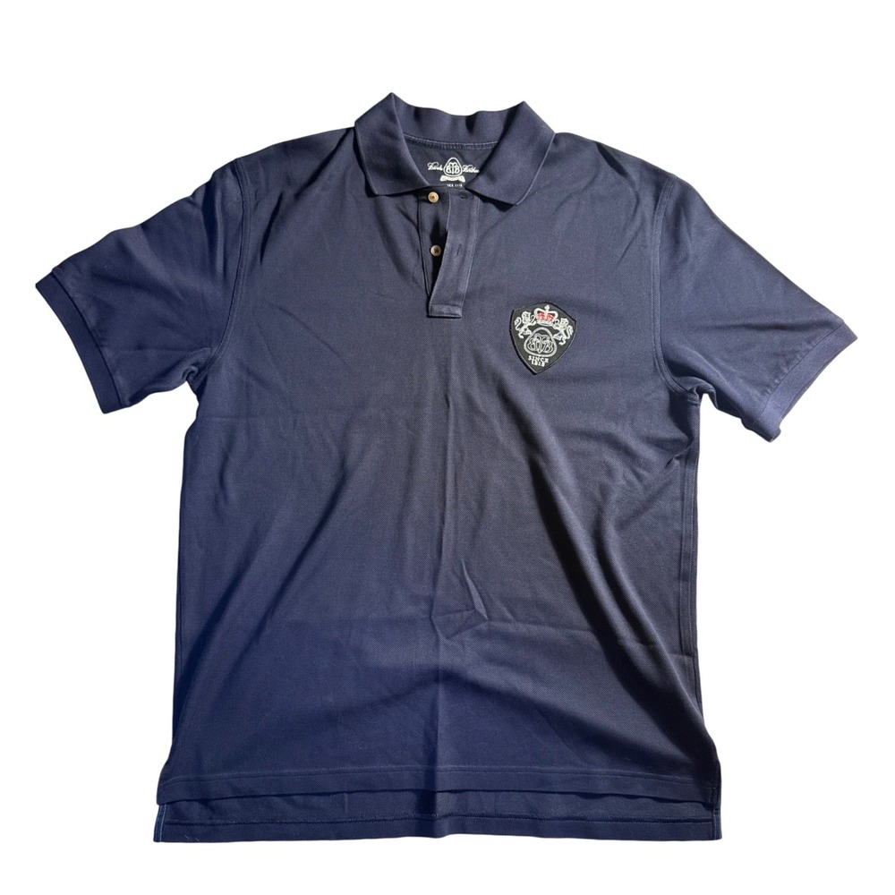 Brooks Brothers Country Club ProSport Navy Blue Crest Polo Shirt Mens L-1053